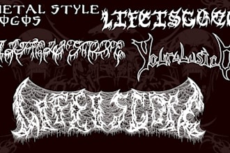 draw metal, horror, brutal, death metal logo for your brand, band