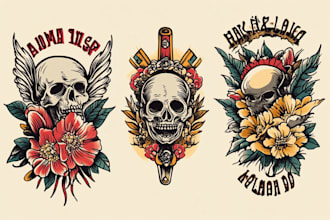 draw a attractive traditional or old school tattoo design