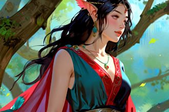 paint semi realistic fantasy art