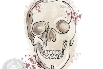 draw line art minimalist, water colour