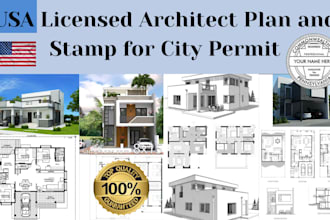 do usa fl, ca, pa, nyc, il licensed architect plan stamp for city permit