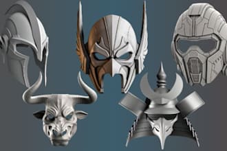 custom 3d mask and cosplay helmet model design 3d mask and helmet design stl