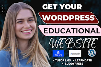 develop wordpress lms website with learndash, moodle, tutor lms wordpress design