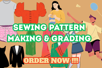 be your sewing pattern maker and grading of any type of garment sportswear suit