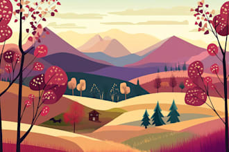 create flat landscape of nature and background vector art