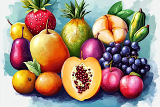 draw realistic illustrations of flowers, plants, fruits, etc