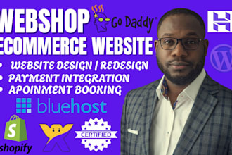 webshop ecommerce wordpress website hostinger ionos godaddy shopify wix expert