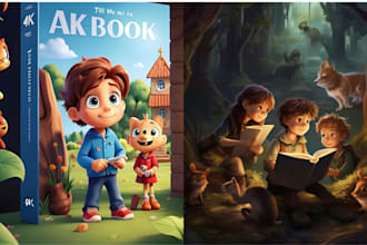 do kids character design, picture book cover, children story book illustration