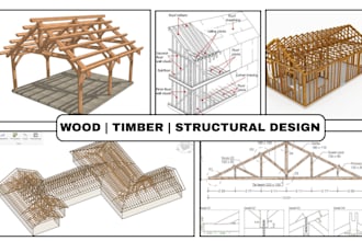 design timber or wood structure, framing and trusses plan