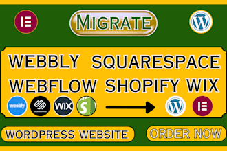migrate wordpress to shopify transfer move wix webflow weebly to shopify store