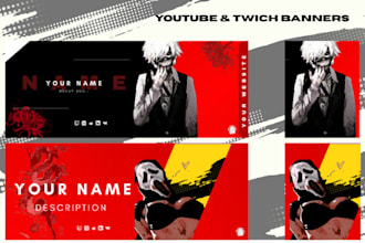 design custom anime themed banners for youtube and twitch