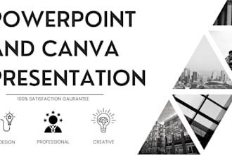 make powerpoint presentation, pitch deck, and canva design