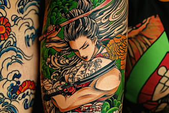 create neo japanese old school tattoo style design