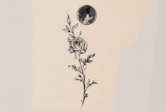 do custom minimalist tattoo design in a cute style