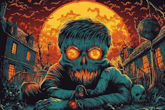 do a dark, horror, metal tshirt album illustration