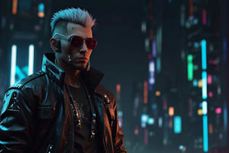 draw cyberpunk, sci fi, robot, mecha character concept art