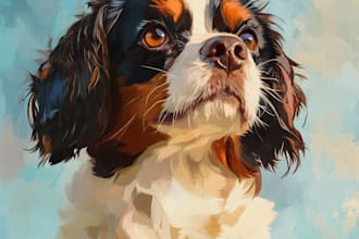 do realistic custom pet portrait digital oil painting gift