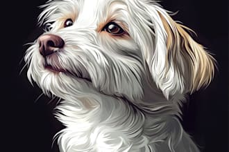 do beautiful animal pet portrait illustration