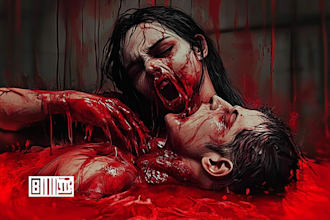 make detailed horror, metal, gore illustration