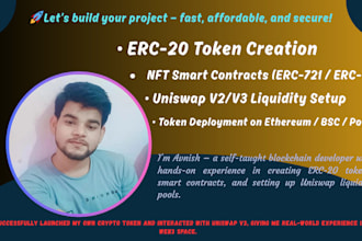 create erc20 token,  smart contract and uniswap setup