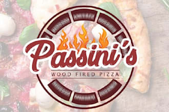 design high definition mobile wood fired pizza logo