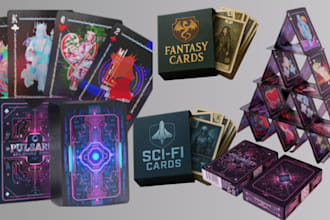 design custom card game with rulebook and box mockup tarot card design card box