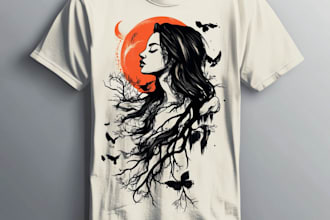 draw custom graphic t shirt design cartoon illustration for clothing brand