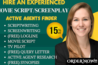 find agents for screenplay, movie script, film script, synopsis, script editing