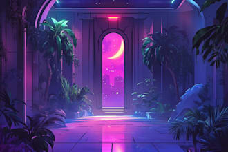 draw cyberpunk sci fi background art illustration