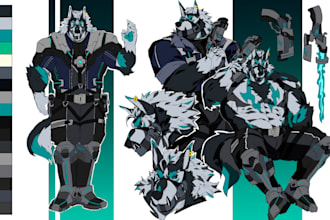 make character reference sheet for furry or anthro