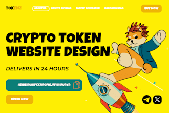 token website design, token distribution website, crypto token website design