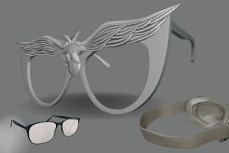 design custom 3d eyewear, eyeglass frame, sunglasses, goggles model stl stp obj