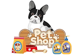 make a modern minimalist pet shop, pet clinic, cat, dog and animal logo design