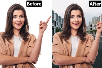 change the photo background, change the image dress and also color correction