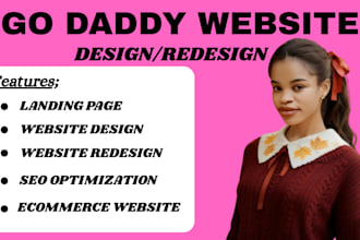 godaddy website design  godaddy website redesign develop landing page