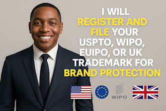 register and file your uspto, wipo, euipo, or UK trademark for brand protection