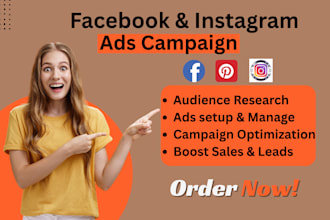 setup facebook instagram and pinterest ads campaigns to generate leads  sales