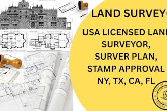 usa licensed land surveyor, survey plan, stamp approval in ny, tx, ca, fl