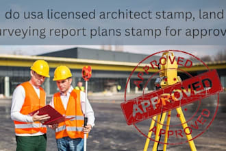do usa licensed architect stamp, land surveying report plans stamp for approval