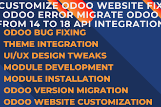 customize odoo website fix odoo error migrate odoo from 14 to 18 API integration