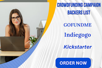 provide a targeted kickstarter, gofundme, indiegogo crowdfunding backers list