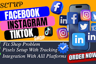do tiktok shop setup, instagram shop, facebook shop and your marketing
