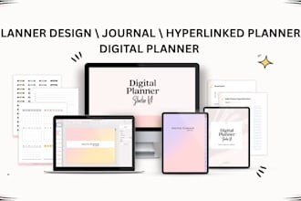 design, upload editable hyperlinked digital planner,journal, workbook, esty, kdp