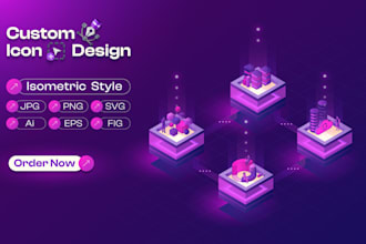 create custom flat or isometric infographic icons and illustrations