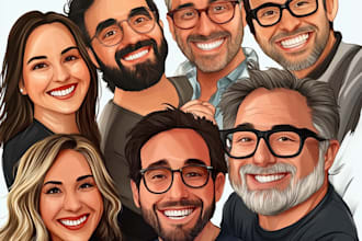 make amazing group cartoon caricatures from your photos