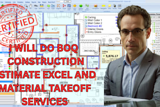 do boq construction estimate excel and material takeoff mep services city permit