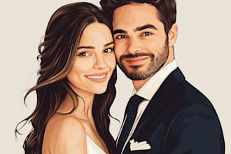 make a couple portrait for wedding illustration
