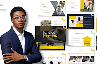redesign pet care and animal pitch deck powerpoint or google slides