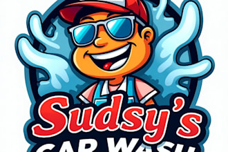design high quality esport car wash mascot logo with unlimited revision