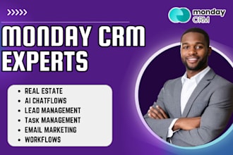 do monday CRM setup automation tasks deals forms client portal ai clickup expert
